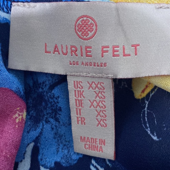 Laurie Felt Multicolor Floral Retro Bohemian Pleated Bell Sleeve Blouse Size XXS - Picture 12 of 13